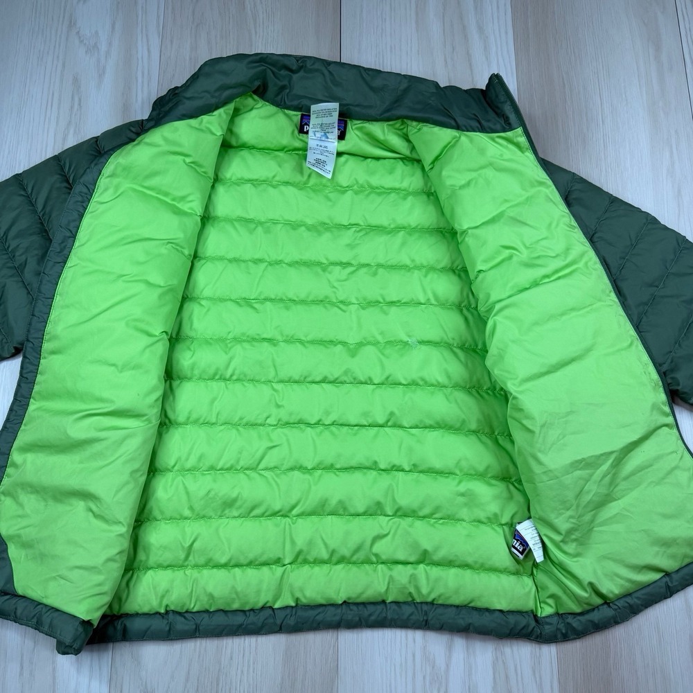 Patagonia Down Sweater Insulated Puffer Jacket Full Zip Green Boys Size L (12) - Picture 2 of 13